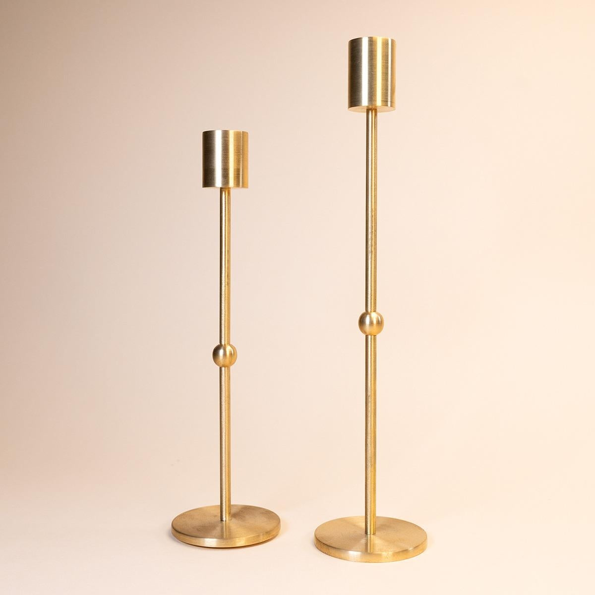 Tiffany Brass Candlestick Set — 2 Pieces