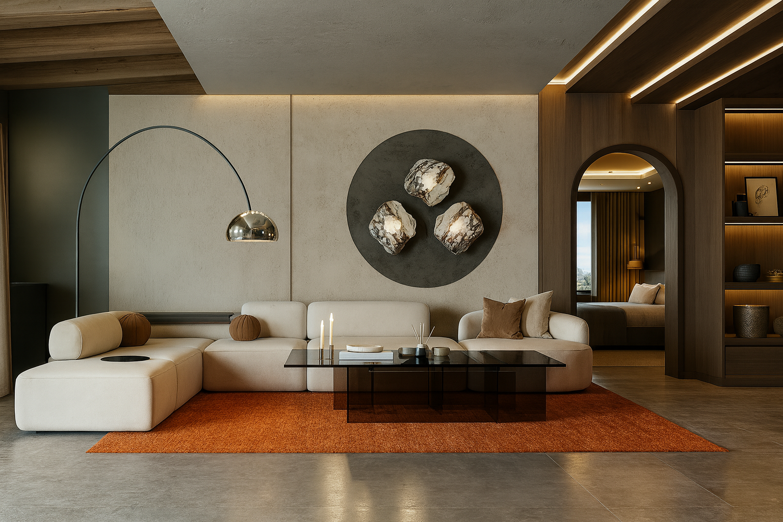 Otel süiti — lobi ve oda kokusu çözümlerinin uygulandığı misafir alanı